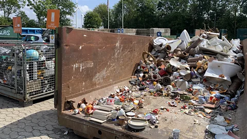 Sophie Eastaugh Residents sort their waste into 37 different categories at Bornholm's recycling centre (Credit: Sophie Eastaugh)