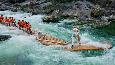 Wakayama Tourism Federation Each year, up to 7,000 visitors descend on the village to try log rafting (Credit: Wakayama Tourism Federation)