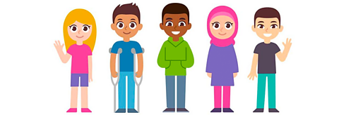 A cartoon of diverse children