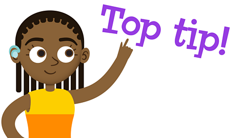 Girl pointing to text saying Top tip