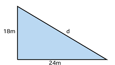 right angle triangle measuring 18 m by 24 m