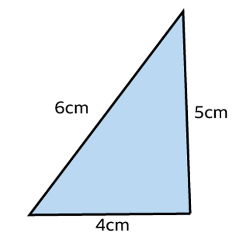 Triangle of sides 6cm, 4cm & 5 cm