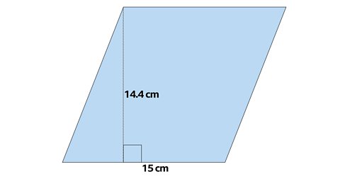 Rhombus of height 14.4 and base 15cm