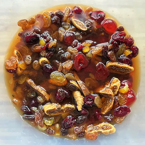 Kate Ryan For the best brack, dried fruit is soaked overnight in "almost cold" tea (Credit: Kate Ryan)