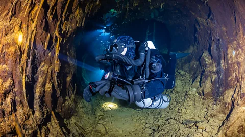Opal Divers, Martin Strimiska Phil Short dives into deeper and deeper water, "to see things no human being has ever seen before, places no light has ever shone" (Credit: Opal Divers, Martin Strimiska)