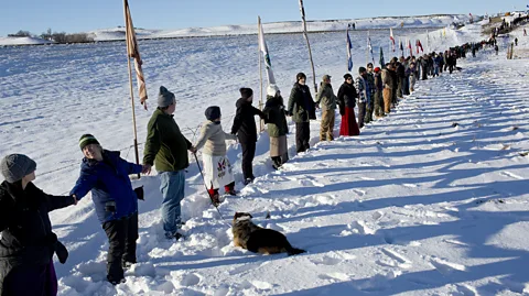 Getty Images Native Americans have spent decades protesting against the expansion of fossil fuel production on their tribal land (Credit: Getty Images)