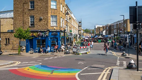 John Davidson Photos/Alamy Some of Farrell's best fashion scores have come from the flea markets and shops of East London niches like Broadway Market (Credit: John Davidson Photos/Alamy)