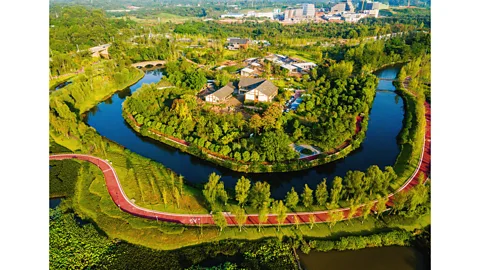 Getty Images Sponge cities, which use nature rather than concrete to slow down heavy rain, are helping China tackle urban flooding (Credit: Getty Images)