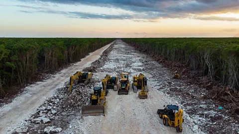 dpa picture alliance/Alamy Excavators have had to clear parts of the jungle in order to build the Tren Maya (Credit: dpa picture alliance/Alamy)