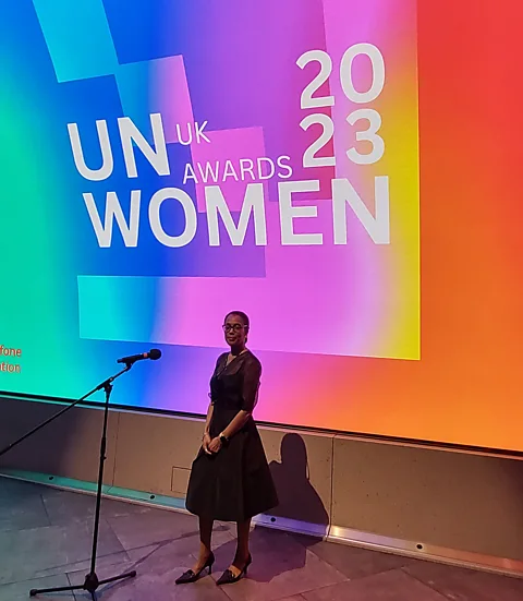 Courtesy of Dianne Greyson At the UN Women UK Awards in November 2023, Greyson won Outstanding Grassroots Campaigner for her work on Ethnicity Pay Gap Day (Credit: Courtesy of Dianne Greyson)