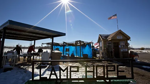 Alamy Camp Hope is an area in Las Cruces, New Mexico where homeless people can pitch their tents and access running water and electricity (Credit: Alamy)