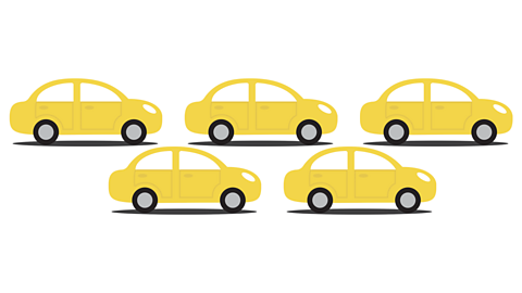 Five yellow cars.