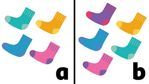 Four socks in group a and 5 socks in group b.