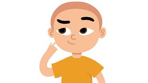 An illustration of a young boy thinking.