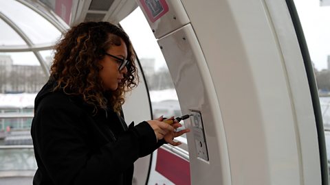 Courtney at work at the London Eye.