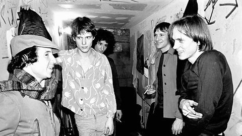 Getty Images Television (pictured here at CBGB with Paul Simon) were the first notable band to play at the club (Credit: Getty Images)