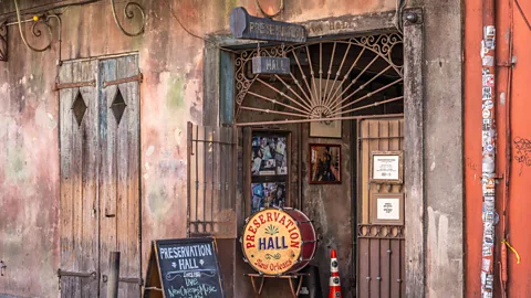 BHammond/Alamy Preservation Hall near Bourbon Street is the home of New Orleans jazz history as well as the Pres Hall Band, which plays nightly shows (Credit: BHammond/Alamy)