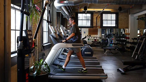 Getty Images Perks such as in-house fitness centres, like this one in Google Canada's engineering headquarters, were among the amenities offered to employees (Credit: Getty Images)