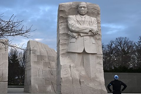 The Stone of Hope, a statue of Martin Luther King Jr., at his memorial in Washington DC