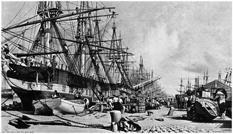 West India Docks, London, circa 1880.