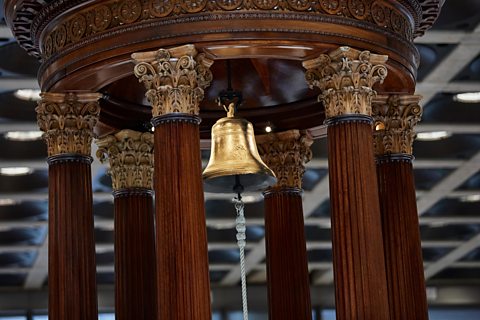 The Lutine Bell at the headquarters of Lloyd's of London.