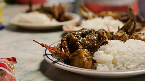 Pilar Egüez Guevara "Encocado", traditional blue crab coconut stew, is made with crabs, coconuts and traditional
coastal herbs such as chillangua and chirarán (Credit: Pilar Egüez Guevara)