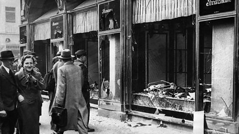 Jewish shopfront destroyed during Kristallnacht