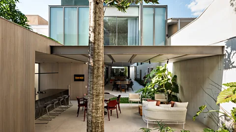 Fran Parente Studio AG's geometric LRM House in São Paulo is light-filled with an open-plan living area (Credit: Fran Parente)