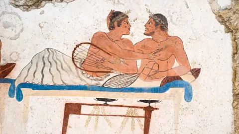 Getty Images A fresco of a same-sex couple in Ancient Greece