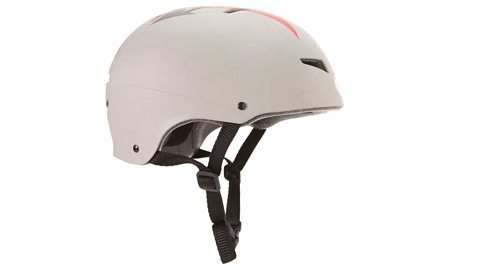 A white skateboard helmet