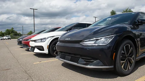 Getty Images The car market moves slowly, so it may take a while for EVs to start flying off the lots (Credit: Getty Images)