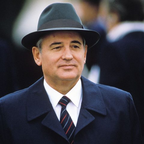 Photo of Mikhail Gorbachev in Geneva, Switzerland, November 1985.