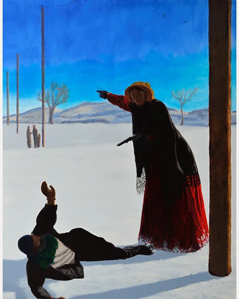 Courtesy of artist and Niru Ratnam/ Tim Bowitch In Harriet Tubman en route to Canada (2012), Kimathi Donkor envisages a scene from the life of the abolitionist (Credit: Courtesy of artist and Niru Ratnam/ Tim Bowitch)