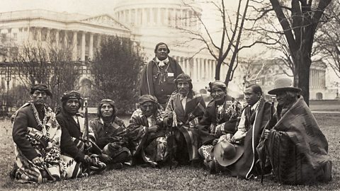 A delegation of Native American Pueblo men In Washington D.C. in January 1923.