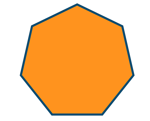 An image of an orange heptagon or septagon with purple outline.