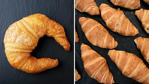 Olha Afanasieva/Alamy; and Picture Partners/Alamy Croissants ordinaires (left) and croissants au beurre (right) (Credit: Olha Afanasieva/Alamy; and Picture Partners/Alamy)