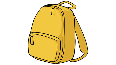 A yellow rucksack with a front pocket