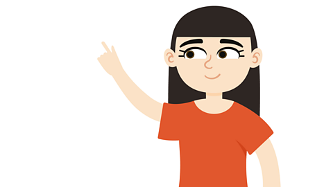 An illustration of a girl pointing.