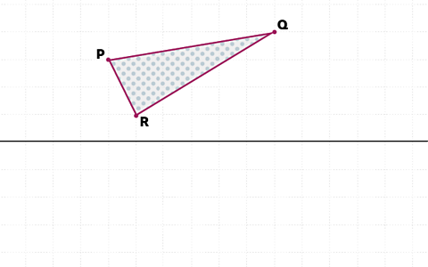 Triangle above line labelled P, Q & R