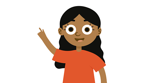 An illustration of a young girl pointing.