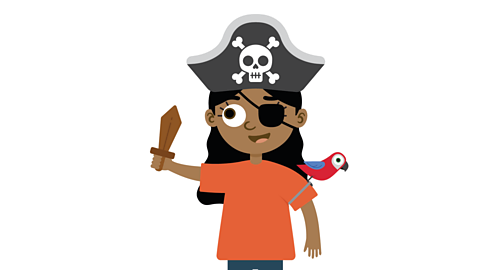 An illustration of a young girl dressed as a pirate.
