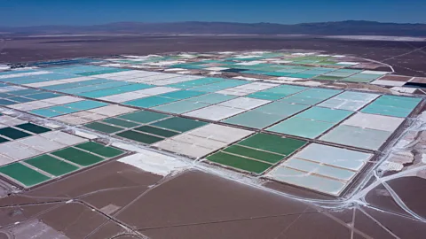 Getty Images Lithium extraction using evaporation ponds, as is done in Chile, comes with a high water footprint (Credit: Getty Images)