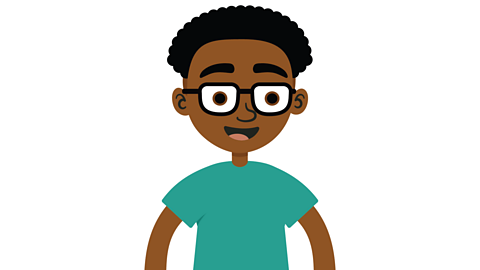 An illustration of a boy wearing glasses, looking excited.