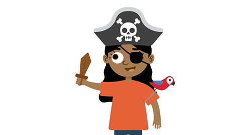 An Illustration of a young girl dressed as a pirate.