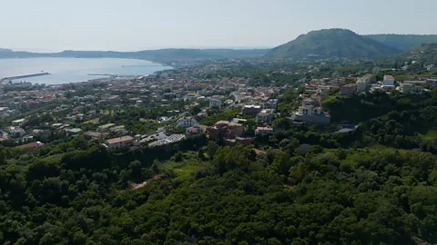 Pomona Pictures The Campi Flegrei caldera takes up much of the bay in Naples, as well as volcanic features on land like the cone of Monte Nuevo (right) (Credit: Pomona Pictures)