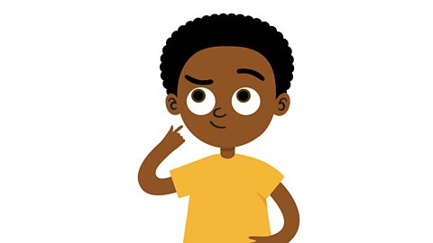 An illustration of a young boy thinking.