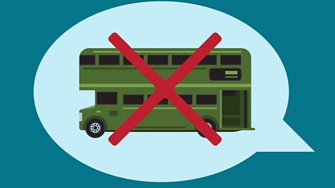 A bus with a red cross over it