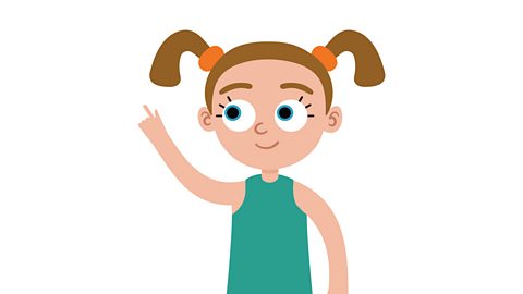 An illustration of a young girl pointing.