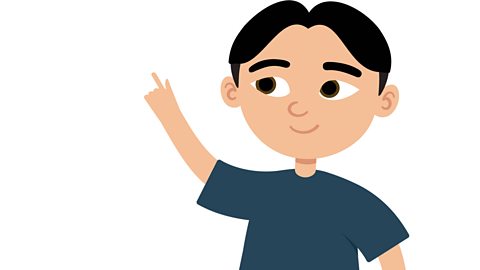 An illustration of a young boy pointing.