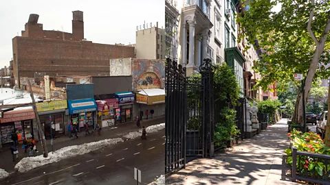 Getty Images New York City's Longwood neighbourhood (pictured left) is an urban heat island that could benefit from targeted tree planting (Credit: Getty Images)